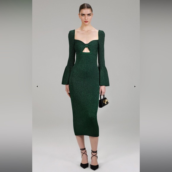 Self-Portrait Dresses & Skirts - SELF PORTRAIT GREEN LUREX KNIT MIDI DRESS